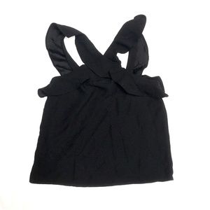 Banana Republic Black Cross Front Ruffle Top XS